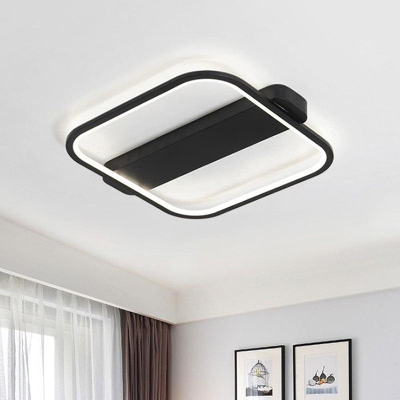 16.5"/20.5" Wide Square Ceiling Fixture Minimalist Acrylic Black LED Flush Mount Lamp, Warm/White/3 Color Light Black White Clearhalo 'Ceiling Lights' 'Close To Ceiling Lights' 'Close to ceiling' 'Flush mount' Lighting' 295219