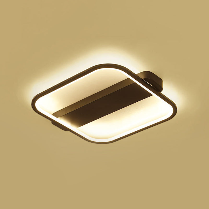16.5"/20.5" Wide Square Ceiling Fixture Minimalist Acrylic Black LED Flush Mount Lamp, Warm/White/3 Color Light Clearhalo 'Ceiling Lights' 'Close To Ceiling Lights' 'Close to ceiling' 'Flush mount' Lighting' 295221