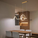 Curve Pendant Chandelier Modernism Metal Gold LED Hanging Ceiling Light, Warm/White Light