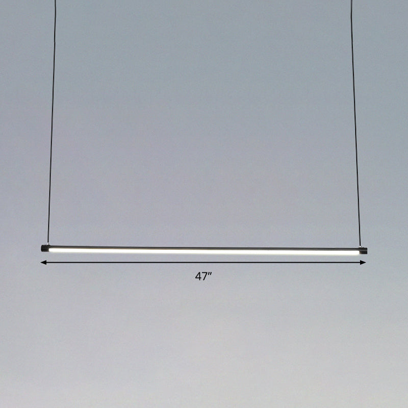 Ultra Slim Tube Island Lighting Modernity Metal LED Office Hanging Lamp in Black, Warm/White/Natural Light Clearhalo 'Ceiling Lights' 'Island Lights' Lighting' 295312