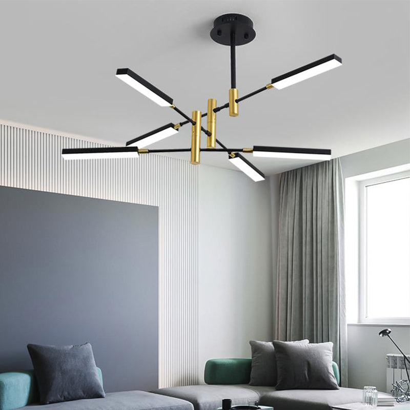 Black and Gold/White and Gold Sputnik Ceiling Light Contemporary 4/6-Light Acrylic Chandelier in Third Gear 6 Black-Gold Clearhalo 'Ceiling Lights' 'Chandeliers' 'Modern Chandeliers' 'Modern' Lighting' 295329
