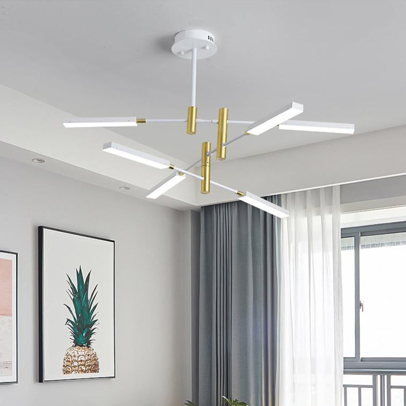 Black and Gold/White and Gold Sputnik Ceiling Light Contemporary 4/6-Light Acrylic Chandelier in Third Gear 6 White-Gold Clearhalo 'Ceiling Lights' 'Chandeliers' 'Modern Chandeliers' 'Modern' Lighting' 295339