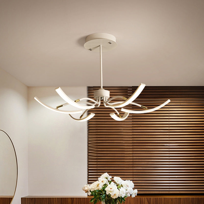 Sputnik Chandelier Light Fixture Simple Acrylic 6/10 Lights White Pendant Light in Warm/White Light 6 White Clearhalo 'Ceiling Lights' 'Chandeliers' 'Modern Chandeliers' 'Modern' Lighting' 295366