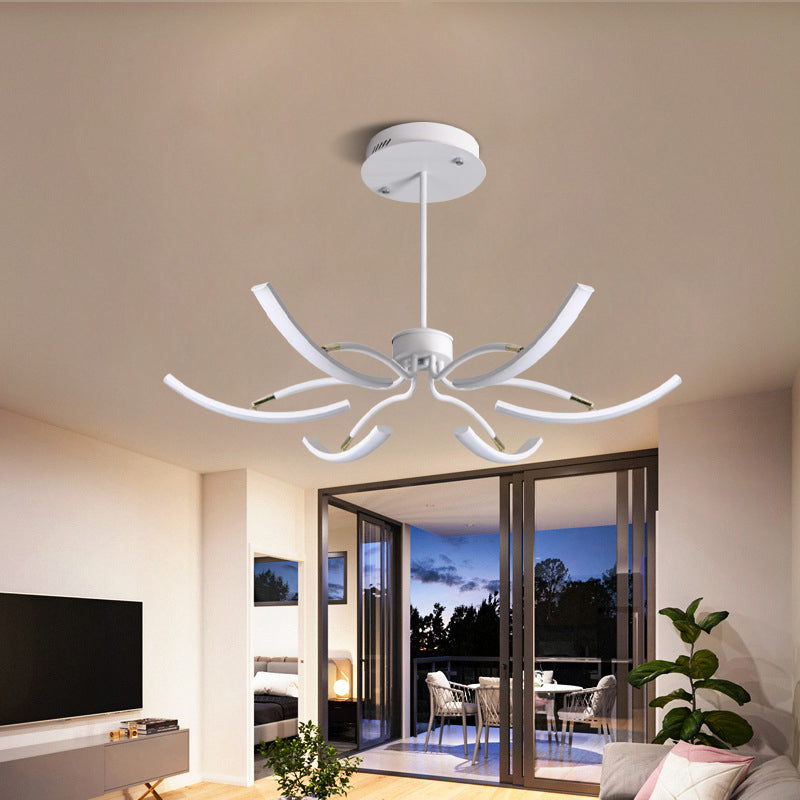 Sputnik Chandelier Light Fixture Simple Acrylic 6/10 Lights White Pendant Light in Warm/White Light Clearhalo 'Ceiling Lights' 'Chandeliers' 'Modern Chandeliers' 'Modern' Lighting' 295367