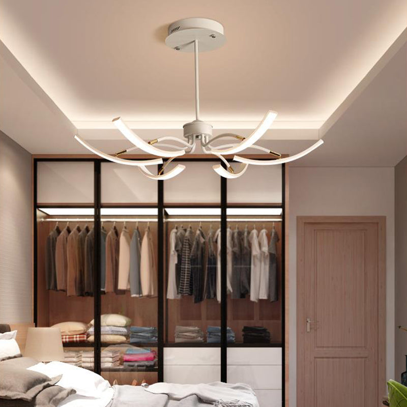 Sputnik Chandelier Light Fixture Simple Acrylic 6/10 Lights White Pendant Light in Warm/White Light Clearhalo 'Ceiling Lights' 'Chandeliers' 'Modern Chandeliers' 'Modern' Lighting' 295368