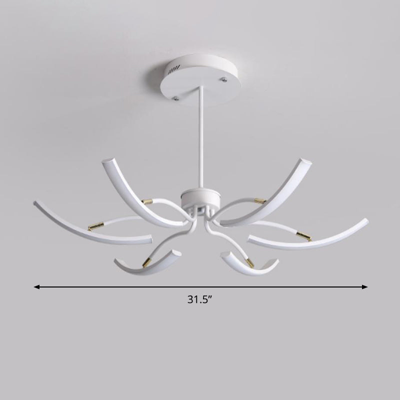 Sputnik Chandelier Light Fixture Simple Acrylic 6/10 Lights White Pendant Light in Warm/White Light Clearhalo 'Ceiling Lights' 'Chandeliers' 'Modern Chandeliers' 'Modern' Lighting' 295370