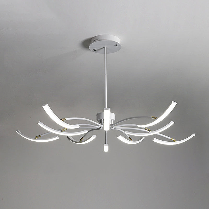 Sputnik Chandelier Light Fixture Simple Acrylic 6/10 Lights White Pendant Light in Warm/White Light 10 White White Clearhalo 'Ceiling Lights' 'Chandeliers' 'Modern Chandeliers' 'Modern' Lighting' 295372