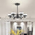 6/8 Lights Living Room LED Chandelier Modernist Black Hanging Lamp with Drum Acrylic Shade, 3 Color Light 6 Black Clearhalo 'Ceiling Lights' 'Chandeliers' 'Modern Chandeliers' 'Modern' Lighting' 295379