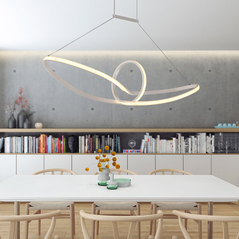 White Knot Ceiling Pendant Minimalist LED Slim Acrylic Chandelier Lamp in Warm/White/Natural Light Clearhalo 'Ceiling Lights' 'Chandeliers' 'Modern Chandeliers' 'Modern' Lighting' 295446