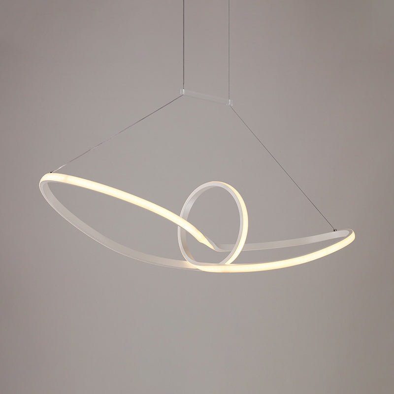 White Knot Ceiling Pendant Minimalist LED Slim Acrylic Chandelier Lamp in Warm/White/Natural Light Clearhalo 'Ceiling Lights' 'Chandeliers' 'Modern Chandeliers' 'Modern' Lighting' 295447