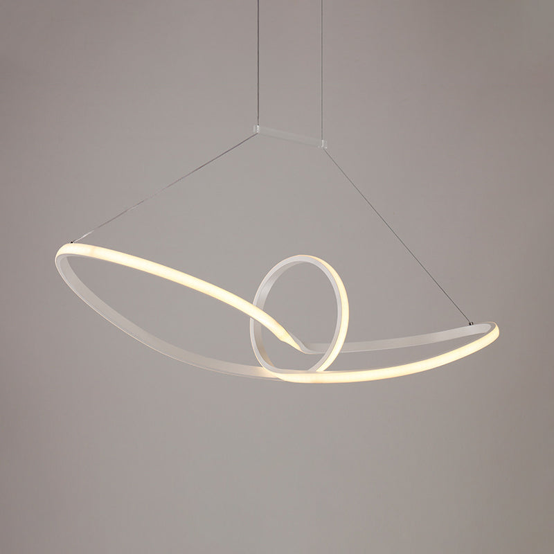 White Knot Ceiling Pendant Minimalist LED Slim Acrylic Chandelier Lamp in Warm/White/Natural Light Clearhalo 'Ceiling Lights' 'Chandeliers' 'Modern Chandeliers' 'Modern' Lighting' 295447