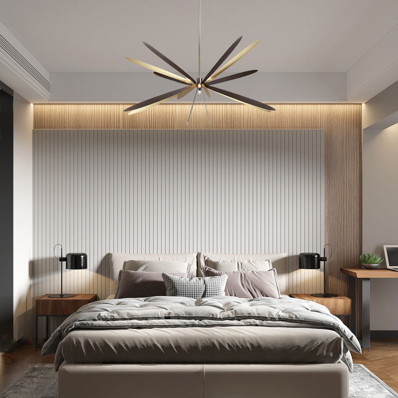 Black and Gold Dragonfly Chandelier Modern Style 6-Light Metal Hanging Ceiling Pendant Clearhalo 'Ceiling Lights' 'Chandeliers' 'Modern Chandeliers' 'Modern' Lighting' 295465