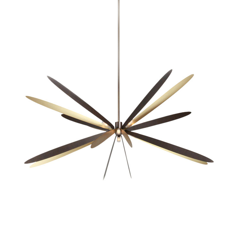 Black and Gold Dragonfly Chandelier Modern Style 6-Light Metal Hanging Ceiling Pendant Clearhalo 'Ceiling Lights' 'Chandeliers' 'Modern Chandeliers' 'Modern' Lighting' 295466