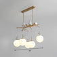 Milky Blown Glass Sphere Chandelier Pendant Postmodern 5 Heads Gold Finish Hanging Light Kit with Bird Deco Clearhalo 'Ceiling Lights' 'Chandeliers' 'Modern Chandeliers' 'Modern' Lighting' 295477