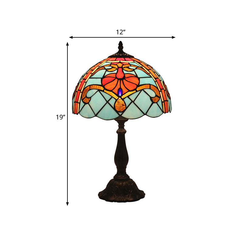 Mediterranean Dragonfly/Star/Tulip Nightstand Lamp Single Head Stained Glass Table Light in Bronze for Bedside Clearhalo 'Lamps' 'Table Lamps' Lighting' 295557