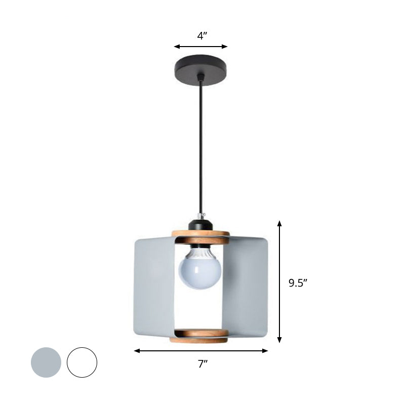 Drop Light Rectangle Rectangle Metal Drop Pendant Contemporary 1 Light Grey/White Hanging ...
