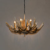 Branch Resin Pendant Chandelier Cottage 6/8/12 Heads Living Room Hanging Ceiling Light in Brown Clearhalo 'Ceiling Lights' 'Chandeliers' Lighting' options 295724