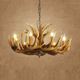 Antler Restaurant Pendant Chandelier Traditional Resin 3/4/5 Bulbs Brown Hanging Ceiling Light Kit Clearhalo 'Ceiling Lights' 'Chandeliers' Lighting' options 295764