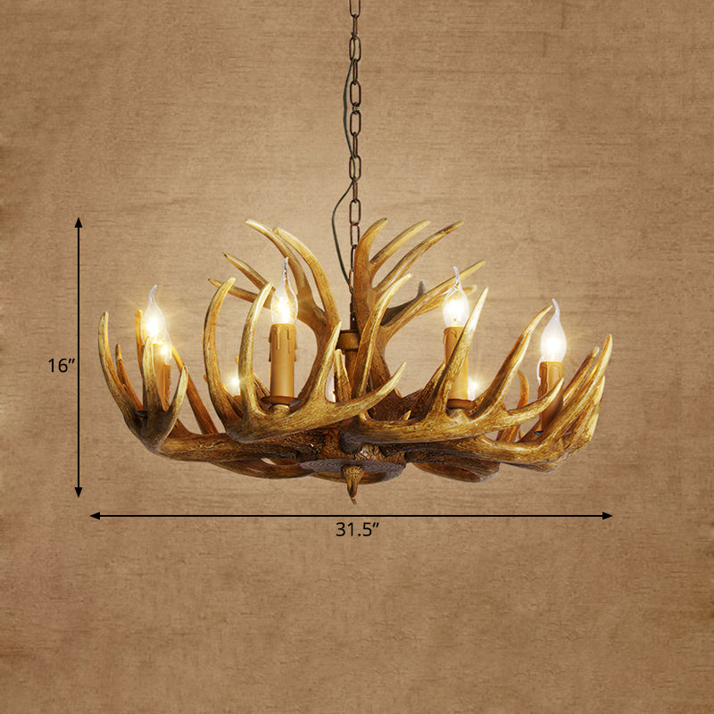 Antler Restaurant Pendant Chandelier Traditional Resin 3/4/5 Bulbs Brown Hanging Ceiling Light Kit Clearhalo 'Ceiling Lights' 'Chandeliers' Lighting' options 295765