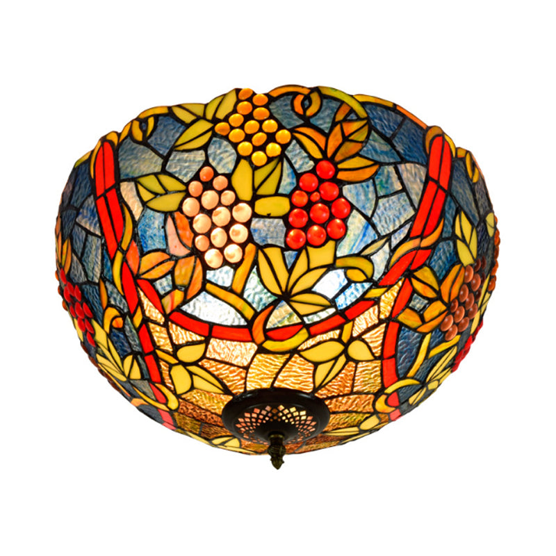 12"/16.5" W Leafy Ceiling Flush Tiffany-Style Metal 2/5 Heads Bronze Flush Mount Lighting Fixture Clearhalo 'Ceiling Lights' 'Close To Ceiling Lights' 'Close to ceiling' 'Flush mount' Lighting' 295848