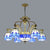 Cut Glass Orange/Blue/Dark Blue Hanging Chandelier Domed 8/11 Lights Tiffany Style Pendant Light Kit, 31.5"/37.5" Wide Dark Blue 31.5" Clearhalo 'Ceiling Lights' 'Chandeliers' 'Close To Ceiling Lights' 'Industrial' 'Middle Century Chandeliers' 'Tiffany Chandeliers' 'Tiffany close to ceiling' 'Tiffany' Lighting' 295888