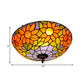 Blue/White Sunflower Lighting Fixture Tiffany 2/3 Bulbs 12"/16" W Multicolored Stained Glass Flush Mount Ceiling Light Clearhalo 'Ceiling Lights' 'Close To Ceiling Lights' 'Close to ceiling' 'Flush mount' Lighting' 295946