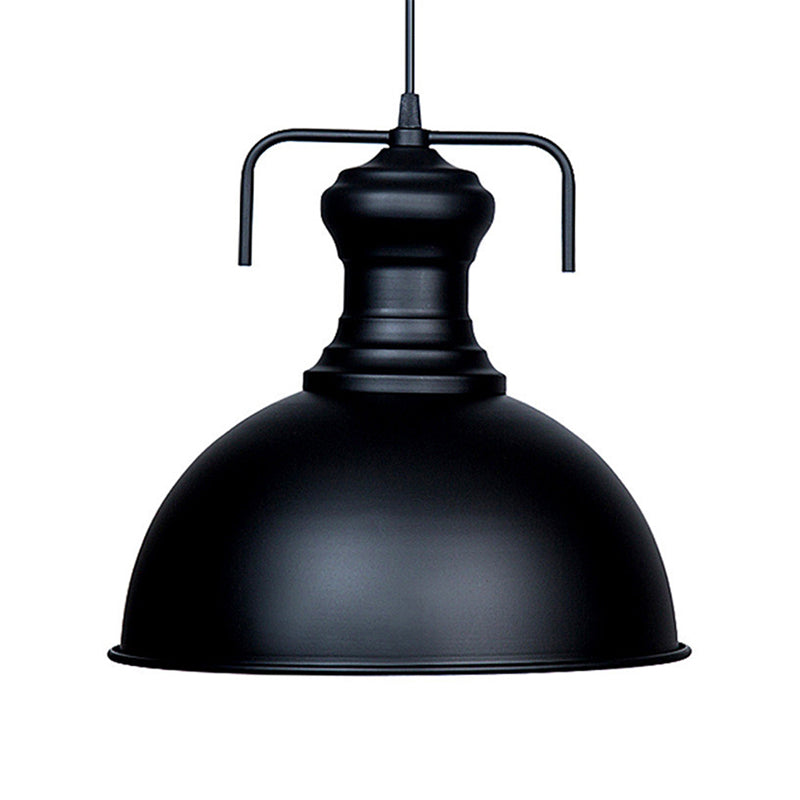 13"/16" W Warehouse Dome Hanging Ceiling Light 1 Light Metal Pendant Ceiling Light in Black for Dining Room Clearhalo 'Art Deco Pendants' 'Black' 'Cast Iron' 'Ceiling Lights' 'Ceramic' 'Crystal' 'Industrial Pendants' 'Industrial' 'Metal' 'Middle Century Pendants' 'Pendant Lights' 'Pendants' 'Rustic Pendants' 'Tiffany' Lighting' 2960