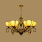 Yellow/Blue Scalloped Chandelier Lamp Tiffany 3/6/8 Lights Stained Glass Hanging Light Fixture Clearhalo 'Ceiling Lights' 'Chandeliers' 'Industrial' 'Middle Century Chandeliers' 'Tiffany Chandeliers' 'Tiffany close to ceiling' 'Tiffany' Lighting' 296031