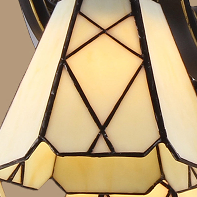 Yellow Glass Cone Chandelier Lighting Baroque 5/6/8 Lights Black Ceiling Suspension Lamp Clearhalo 'Ceiling Lights' 'Chandeliers' 'Industrial' 'Middle Century Chandeliers' 'Tiffany Chandeliers' 'Tiffany close to ceiling' 'Tiffany' Lighting' 296043