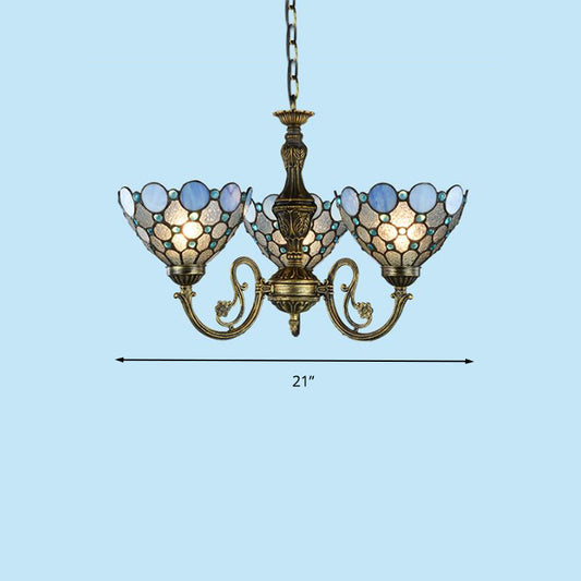 Antique Bronze Beaded Chandelier Lamp 3/8/11 Lights Cut Glass Hanging Lamp Kit for Living Room Clearhalo 'Ceiling Lights' 'Chandeliers' 'Industrial' 'Middle Century Chandeliers' 'Tiffany Chandeliers' 'Tiffany close to ceiling' 'Tiffany' Lighting' 296060