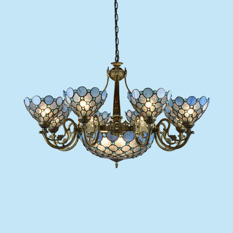 Antique Bronze Beaded Chandelier Lamp 3/8/11 Lights Cut Glass Hanging Lamp Kit for Living Room 11 Antique Bronze Clearhalo 'Ceiling Lights' 'Chandeliers' 'Industrial' 'Middle Century Chandeliers' 'Tiffany Chandeliers' 'Tiffany close to ceiling' 'Tiffany' Lighting' 296066