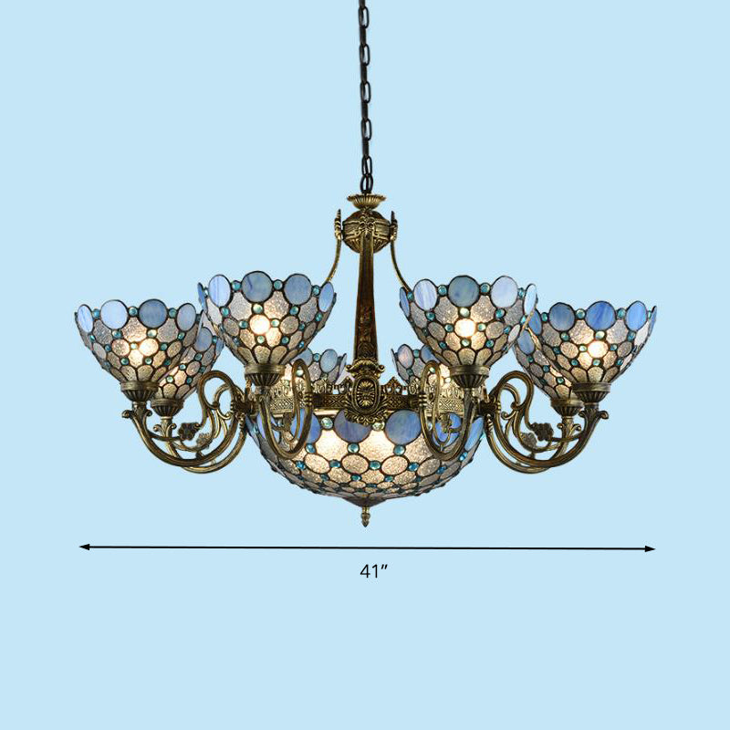 Antique Bronze Beaded Chandelier Lamp 3/8/11 Lights Cut Glass Hanging Lamp Kit for Living Room Clearhalo 'Ceiling Lights' 'Chandeliers' 'Industrial' 'Middle Century Chandeliers' 'Tiffany Chandeliers' 'Tiffany close to ceiling' 'Tiffany' Lighting' 296067