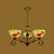 Flower Stained Glass Ceiling Chandelier Mediterranean 3/6/8 Lights Antique Brass Hanging Pendant 3 Antique Brass Clearhalo 'Ceiling Lights' 'Chandeliers' 'Industrial' 'Middle Century Chandeliers' 'Tiffany Chandeliers' 'Tiffany close to ceiling' 'Tiffany' Lighting' 296072