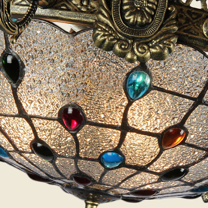 Antique Bronze 3/6/11 Lights Chandelier Lighting Fixture Mediterranean Cut Glass Jeweled Ceiling Lamp Clearhalo 'Ceiling Lights' 'Chandeliers' 'Industrial' 'Middle Century Chandeliers' 'Tiffany Chandeliers' 'Tiffany close to ceiling' 'Tiffany' Lighting' 296077