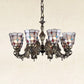 Antique Bronze 3/6/11 Lights Chandelier Lighting Fixture Mediterranean Cut Glass Jeweled Ceiling Lamp Clearhalo 'Ceiling Lights' 'Chandeliers' 'Industrial' 'Middle Century Chandeliers' 'Tiffany Chandeliers' 'Tiffany close to ceiling' 'Tiffany' Lighting' 296082