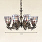 Antique Bronze 3/6/11 Lights Chandelier Lighting Fixture Mediterranean Cut Glass Jeweled Ceiling Lamp Clearhalo 'Ceiling Lights' 'Chandeliers' 'Industrial' 'Middle Century Chandeliers' 'Tiffany Chandeliers' 'Tiffany close to ceiling' 'Tiffany' Lighting' 296083