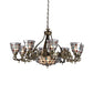 Antique Bronze 3/6/11 Lights Chandelier Lighting Fixture Mediterranean Cut Glass Jeweled Ceiling Lamp Clearhalo 'Ceiling Lights' 'Chandeliers' 'Industrial' 'Middle Century Chandeliers' 'Tiffany Chandeliers' 'Tiffany close to ceiling' 'Tiffany' Lighting' 296085