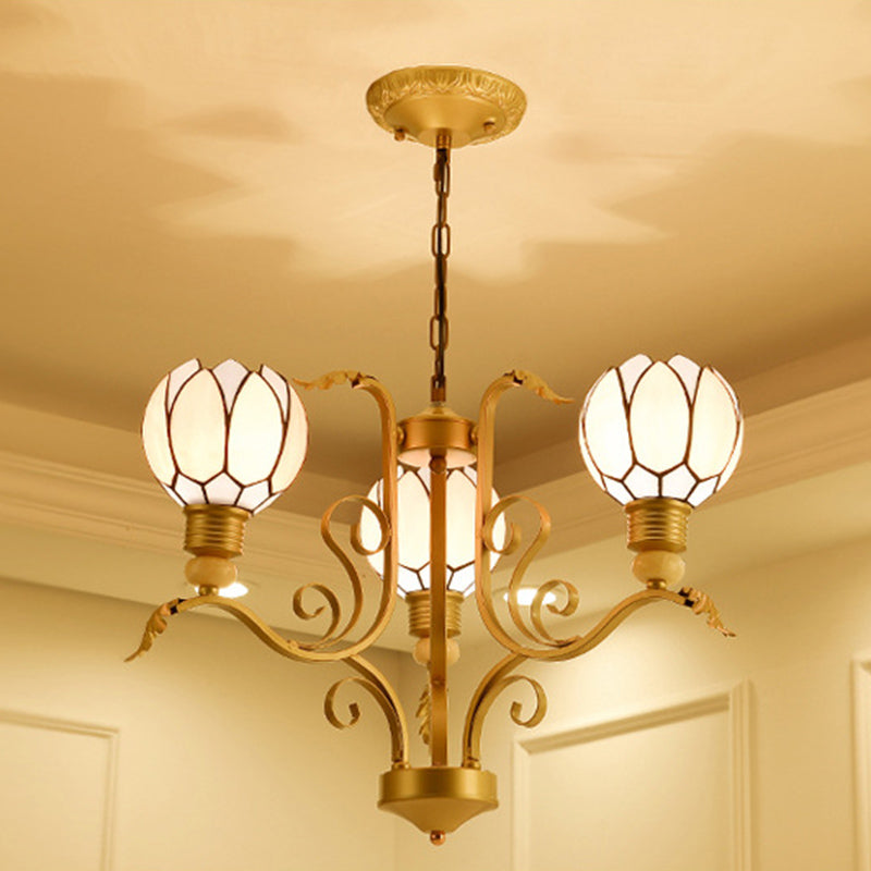Blossom Chandelier Light Tiffany Pink Glass 3/5/6 Lights Brass Hanging Lamp Kit for Living Room Clearhalo 'Ceiling Lights' 'Chandeliers' 'Close To Ceiling Lights' 'Industrial' 'Middle Century Chandeliers' 'Tiffany Chandeliers' 'Tiffany close to ceiling' 'Tiffany' Lighting' 296333