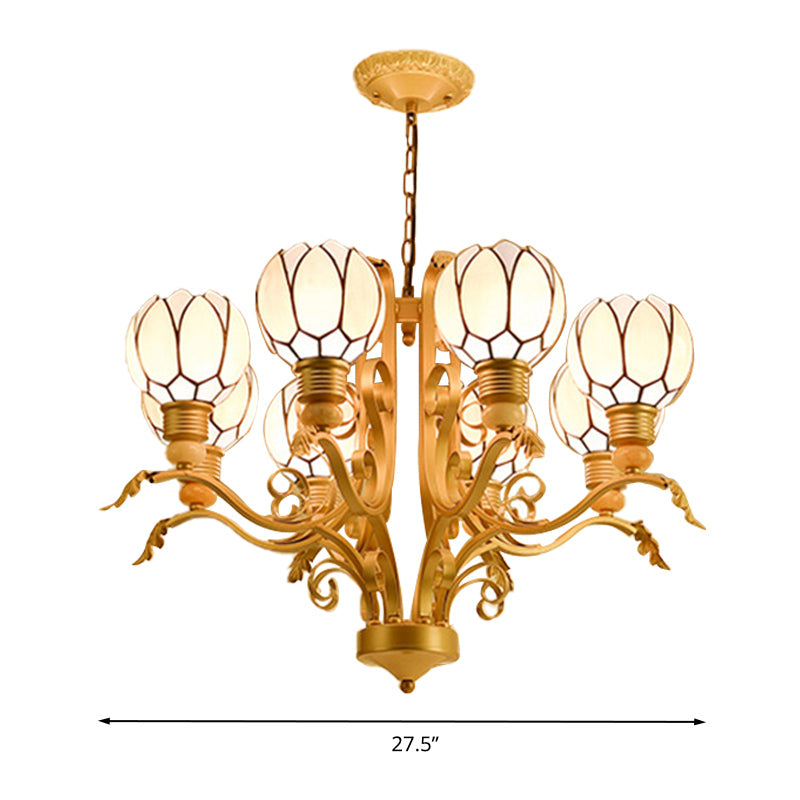 Blossom Chandelier Light Tiffany Pink Glass 3/5/6 Lights Brass Hanging Lamp Kit for Living Room Clearhalo 'Ceiling Lights' 'Chandeliers' 'Close To Ceiling Lights' 'Industrial' 'Middle Century Chandeliers' 'Tiffany Chandeliers' 'Tiffany close to ceiling' 'Tiffany' Lighting' 296350