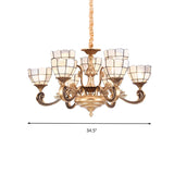 Gold Domed Shade Chandelier Light Fixture Tiffany 12 Lights Frosted Glass Hanging Lamp Kit Clearhalo 'Ceiling Lights' 'Chandeliers' 'Industrial' 'Middle Century Chandeliers' 'Tiffany Chandeliers' 'Tiffany close to ceiling' 'Tiffany' Lighting' 296472