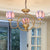 Gold 3/5/6 Lights Chandelier Pendant Light Tiffany Stained Glass Flower Ceiling Lamp for Living Room 3 Gold Clearhalo 'Ceiling Lights' 'Chandeliers' 'Close To Ceiling Lights' 'Industrial' 'Middle Century Chandeliers' 'Tiffany Chandeliers' 'Tiffany close to ceiling' 'Tiffany' Lighting' 296483