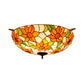 Stained Glass Flower Ceiling Fixture Tiffany 5 Lights Pink/Yellow/Blue Semi Flush Mount Light for Bedroom, 21.5"/25.5" W Clearhalo 'Ceiling Lights' 'Close To Ceiling Lights' 'Close to ceiling' 'Glass shade' 'Glass' 'Semi-flushmount' 'Tiffany close to ceiling' 'Tiffany' Lighting' 296501