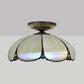 1 Light Scalloped Ceiling Lighting Tiffany White Metal Flush Mount Light Fixture for Bedroom Clearhalo 'Ceiling Lights' 'Close To Ceiling Lights' 'Close to ceiling' 'Flush mount' Lighting' 296614
