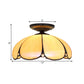1 Light Scalloped Ceiling Lighting Tiffany White Metal Flush Mount Light Fixture for Bedroom Clearhalo 'Ceiling Lights' 'Close To Ceiling Lights' 'Close to ceiling' 'Flush mount' Lighting' 296616