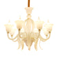 White Glass Stamen Shape Chandelier Lighting Antique 6/8/10 Lights Bedroom Ceiling Pendant Lamp Clearhalo 'Ceiling Lights' 'Chandeliers' Lighting' options 296689