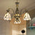 Stained Glass Conical Chandelier Light Fixture Mediterranean 3/5/11 Lights White/Antique Brass Ceiling Pendant 3 Antique Brass Clearhalo 'Ceiling Lights' 'Chandeliers' 'Industrial' 'Middle Century Chandeliers' 'Tiffany Chandeliers' 'Tiffany close to ceiling' 'Tiffany' Lighting' 296702