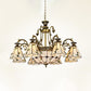 Stained Glass Conical Chandelier Light Fixture Mediterranean 3/5/11 Lights White/Antique Brass Ceiling Pendant Clearhalo 'Ceiling Lights' 'Chandeliers' 'Industrial' 'Middle Century Chandeliers' 'Tiffany Chandeliers' 'Tiffany close to ceiling' 'Tiffany' Lighting' 296710