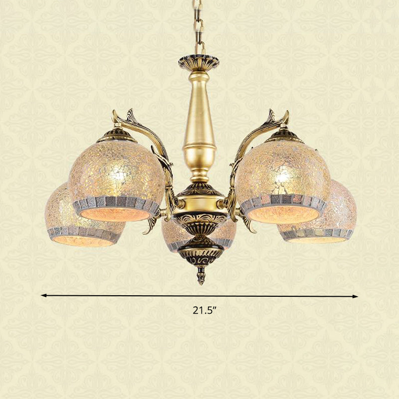 Antique Brass Globe Chandelier Lighting Fixture Baroque 3/5/11 Lights Frosted Glass Hanging Lamp Clearhalo 'Ceiling Lights' 'Chandeliers' 'Industrial' 'Middle Century Chandeliers' 'Tiffany Chandeliers' 'Tiffany close to ceiling' 'Tiffany' Lighting' 296727