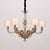 Traditionary Spuntik Chandelier Light 6/8/12 Heads Amber Glass Pendant Lamp Fixture with White Fabric Drum Shade 6 White Clearhalo 'Ceiling Lights' 'Chandeliers' 'Close To Ceiling Lights' 'Glass shade' 'Glass' Lighting' 296790