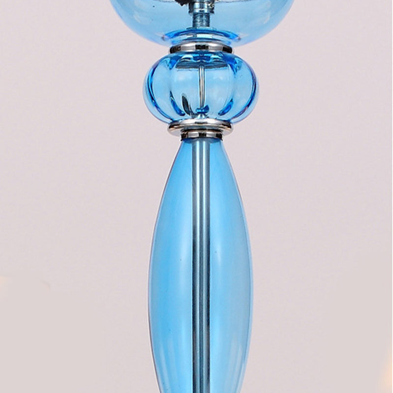 12 Bulbs Ceiling Chandelier Tradition Starburst White/Red/Blue Glass Hanging Pendant Light with Cone Fabric Shade Clearhalo 'Ceiling Lights' 'Chandeliers' Lighting' options 296824